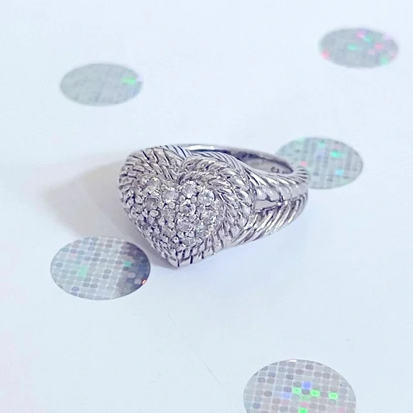 Judith Ripka Silver Heart Ring with Sparkling Accents - Picture 7 of 7
